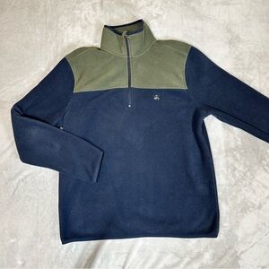 Brooks Brothers Navy and Olive Half-Zip Fleece Sweater Sz M
